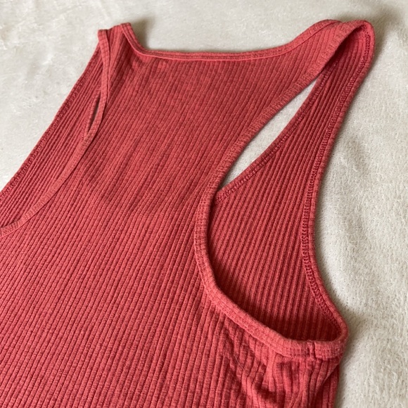 Aerie Red Ribbed Racerback Cropped Front Tie Tank Top size Large - Picture 7 of 8